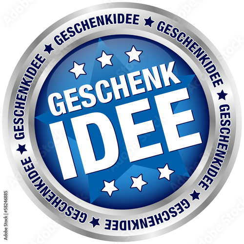 Vector: Button "Geschenkidee" blau/silber Button "Geschenkidee" blau/silber