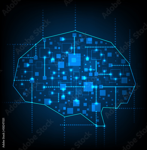 Vector: Hi tech brain. Made in style of social networks Hi tech brain. Made in style of social networks
