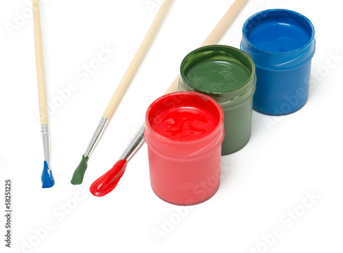Photo: rgb jars of gouache isolated on white background rgb jars of gouache isolated on white background