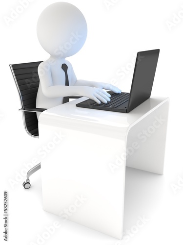 Illustration: männchen arbeitet am Computer männchen arbeitet am Computer