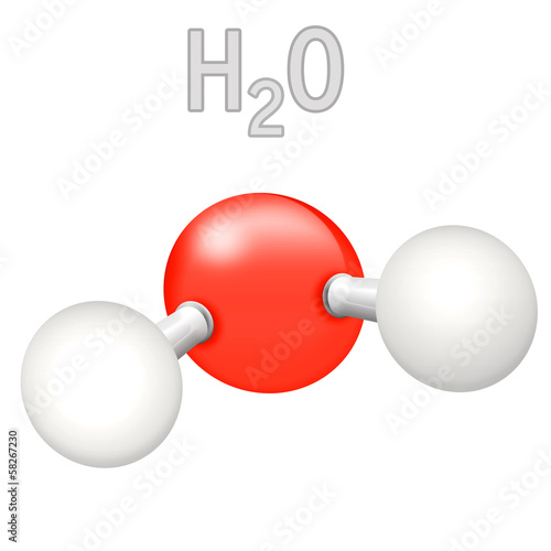 Illustration: H2O Wasser Molekül H2O Wasser Molekül
