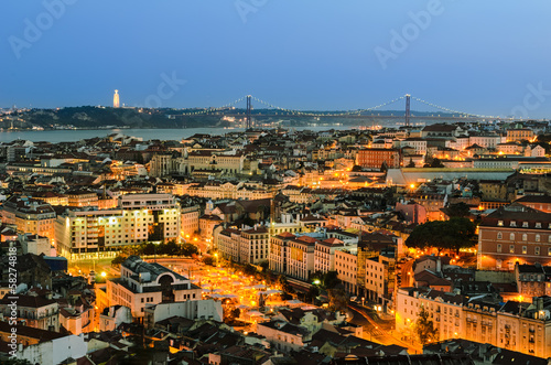 Lisbon old town at night, Portugal