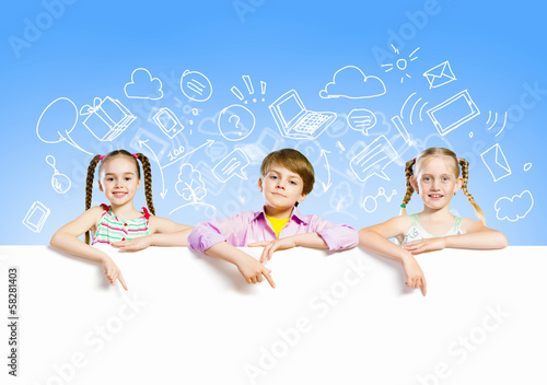 Photo: Kids with banner Kids with banner