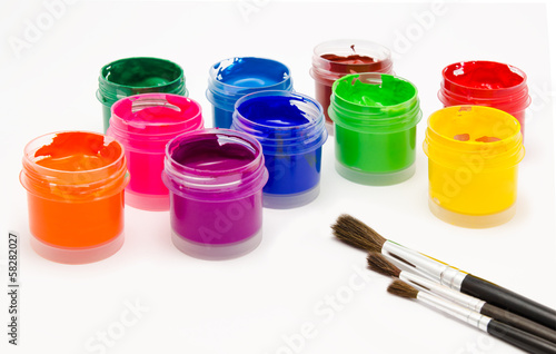 Photo: Gouache paint brush isolated on a white Gouache paint brush isolated on a white