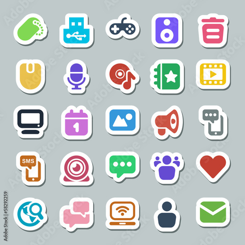 Vector: 25 basic iconset social media sticker 25 basic iconset social media sticker
