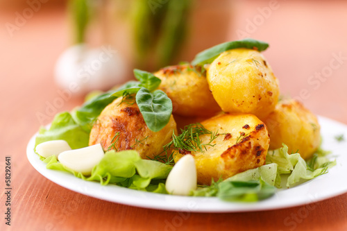 Photo: baked potatoes with garlic baked potatoes with garlic