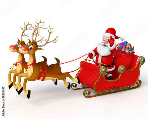 Illustration: Santa claus with his sleigh Santa claus with his sleigh