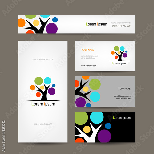Vector: Business cards collection with abstract tree for your design Business cards collection with abstract tree for your design