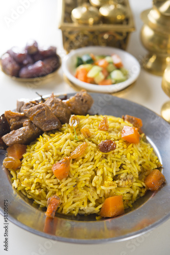 Photo: Uzbek national dish plov on plate Uzbek national dish plov on plate