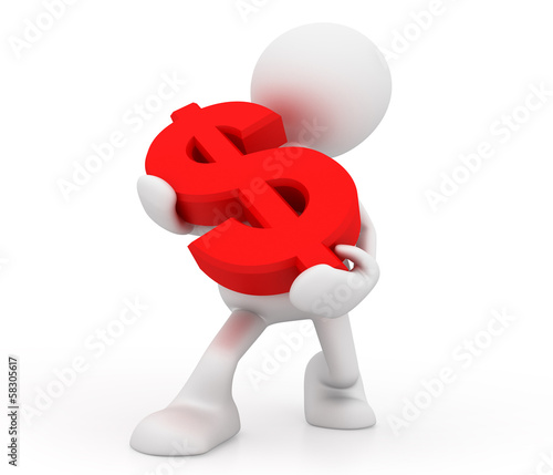 Illustration: Man holding dollar sign Man holding dollar sign