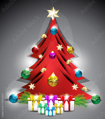 Vector: Decotrated Vector Christmas Tree Decotrated Vector Christmas Tree