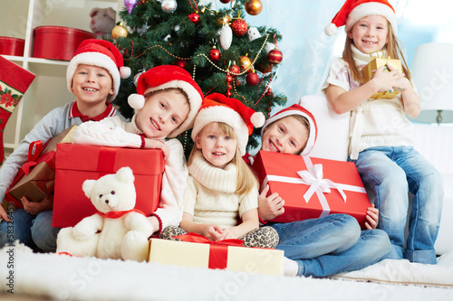 Photo: Friends by Christmas tree Friends by Christmas tree