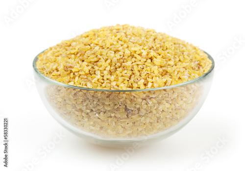 Photo: Bulgur isolated on white background with clipping path Bulgur isolated on white background with clipping path