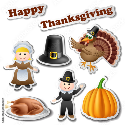 Vector: Thanksgiving sticker set Thanksgiving sticker set