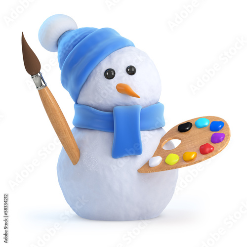 Illustration: Snowman takes art lessons Snowman takes art lessons