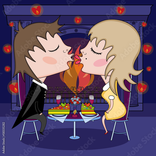 Vector: romantic date on Valentine's Day romantic date on Valentine's Day