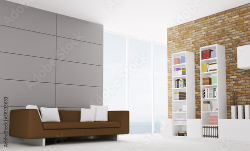 Illustration: Interior of modern living room 3d Interior of modern living room 3d