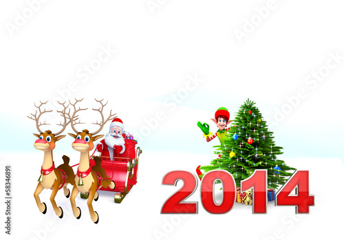 Illustration: Santa claus with new year text Santa claus with new year text