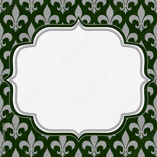 Illustration: Green and Gray Fleur De Lis Textured Fabric Background Green and Gray Fleur De Lis Textured Fabric Background