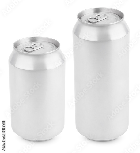 Photo: Two aluminum can isolated on white with clipping path Two aluminum can isolated on white with clipping path