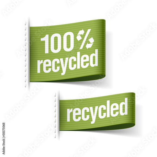 Vector: 100% recycled product labels 100% recycled product labels
