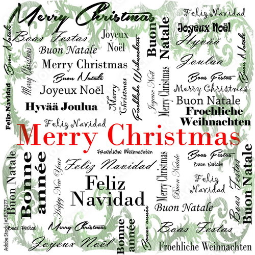 Illustration: Merry Christmas words in many languages Merry Christmas words in many languages