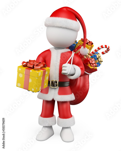 Illustration: 3D Christmas white people. Santa Claus with a gift 3D Christmas white people. Santa Claus with a gift