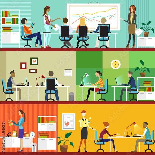 Vector: Office people working together in the company Office people working together in the company