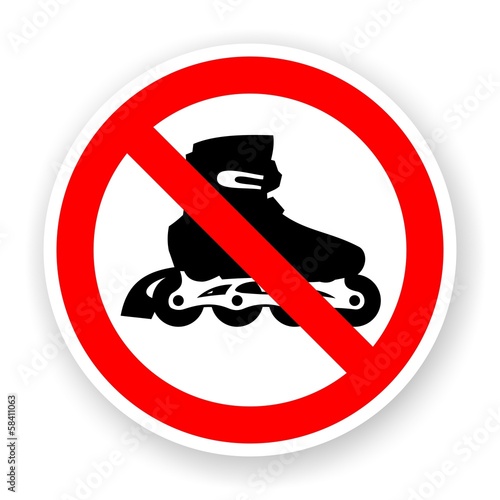 Illustration: sticker of no roller skates sign sticker of no roller skates sign