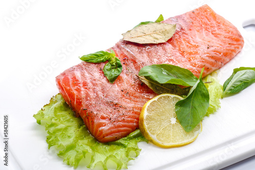 Photo: salted salmon fillets salted salmon fillets