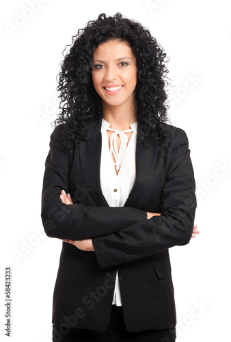 Photo: Smiling businesswoman isolated on white Smiling businesswoman isolated on white