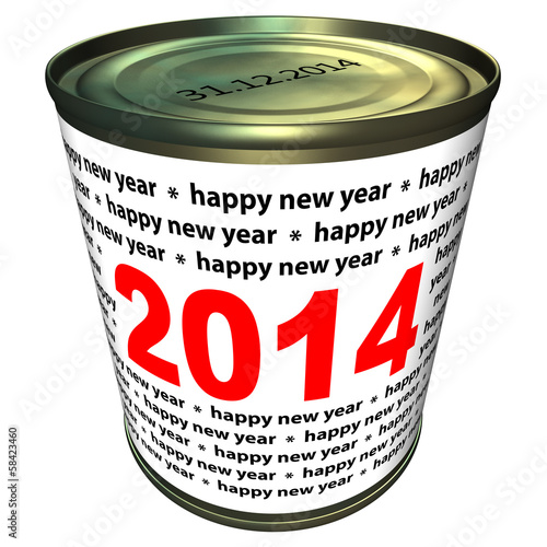 Illustration: Happy new year 2014 - can with numbers 2014 Happy new year 2014 - can with numbers 2014