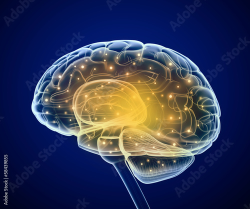 Illustration: Brain impulses. Thinking prosess Brain impulses. Thinking prosess