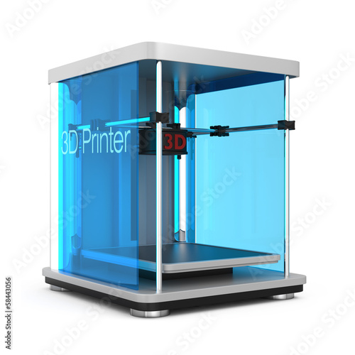 Illustration: 3D printer on white background 3D printer on white background