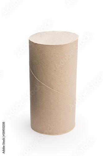 Photo: empty cardboard toilet paper isolated on white empty cardboard toilet paper isolated on white