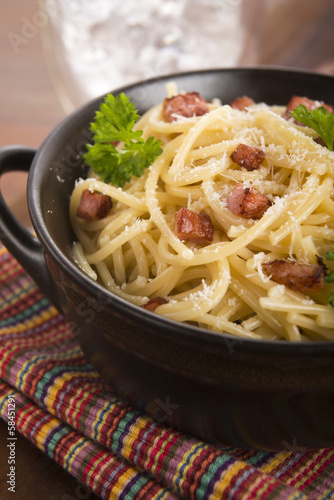 Photo: Pasta Carbonara with bacon and cheese Pasta Carbonara with bacon and cheese