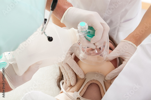 Photo: Providing artificial ventilation Providing artificial ventilation