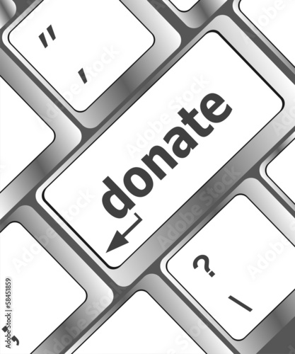Illustration: donate button on computer keyboard pc key donate button on computer keyboard pc key