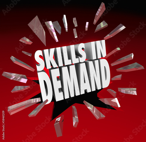 Illustration: Skills in Demand 3D Words Needed Experience Skills in Demand 3D Words Needed Experience