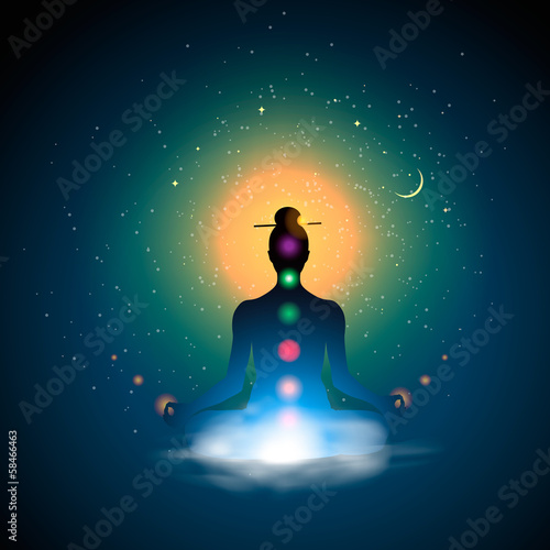 Vector: Meditating silhouette sitting in lotus position? Meditating silhouette sitting in lotus position?