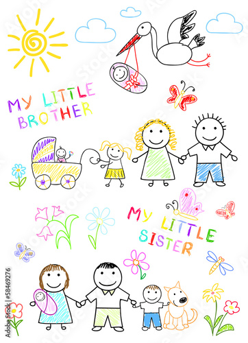 Illustration: Happy family with a newborn Happy family with a newborn