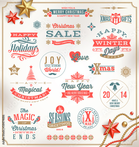 Vector: Set of Christmas signs, emblems and Greetings Set of Christmas signs, emblems and Greetings