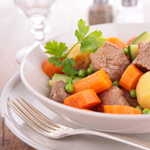 Photo: beef stew and vegetables beef stew and vegetables