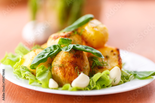 Photo: baked potatoes with garlic baked potatoes with garlic