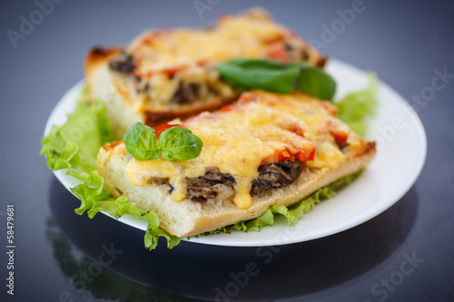 Photo: bruschetta with mushrooms and cheese bruschetta with mushrooms and cheese