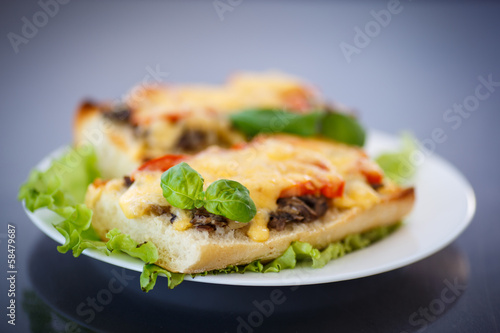Photo: bruschetta with mushrooms and cheese bruschetta with mushrooms and cheese