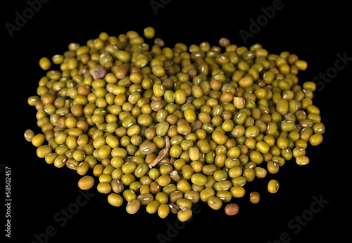 Photo: Mung beans isolated on black Mung beans isolated on black