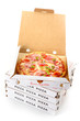 Pepperoni pizza in a takeaway pizza box Pepperoni pizza in a takeaway pizza box