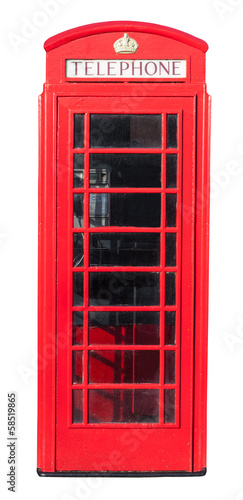 Photo: Red Telephone Box on White Red Telephone Box on White