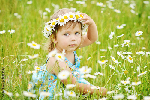 Photo: girl on the daisy meadow girl on the daisy meadow